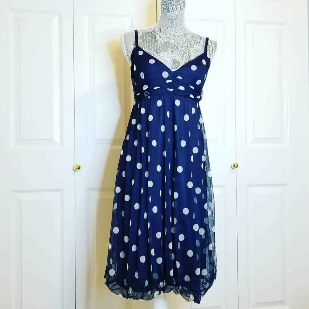 Navy blue polka dot dress